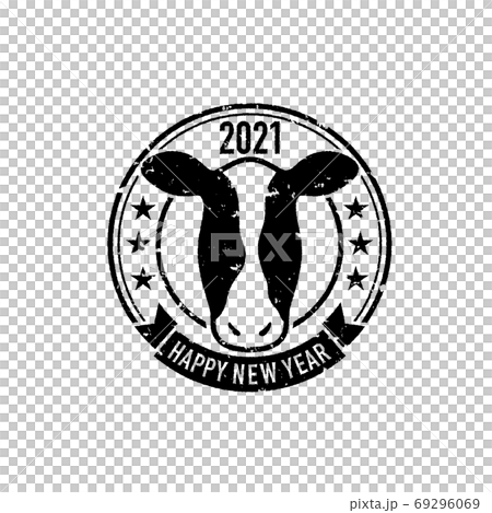 2021 (3rd year of Reiwa) Stamp material of cow that can be used for New Year's cards 2021 (3rd year of Reiwa) Stamp material of cow that can be used for New Year's cards 69296069