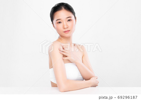 Beautiful young asian woman with clean fresh skin on white background, Face care, Facial treatment, Beautiful young asian woman with clean fresh skin on white background, Face care, Facial treatment, 69296187