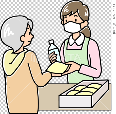 避難所での配給のイラスト素材