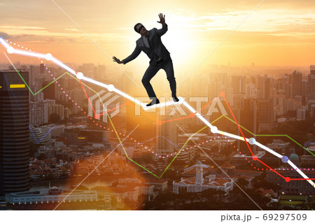 Crisis concept with declining chart Crisis concept with declining chart 69297509