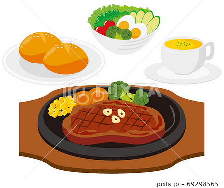 焼いたビーフステーキのベクターイラスト 69298565