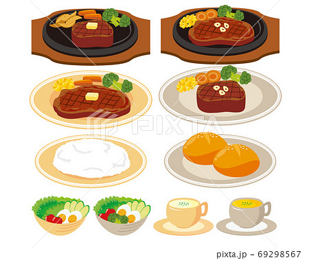 焼いたビーフステーキのベクターイラスト 69298567