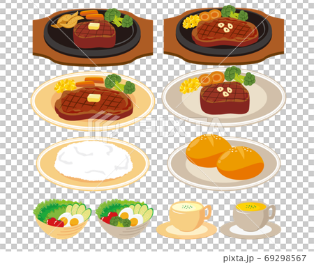 焼いたビーフステーキのベクターイラスト 69298567