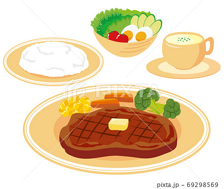 焼いたビーフステーキのベクターイラスト 69298569
