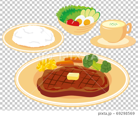 焼いたビーフステーキのベクターイラスト 69298569