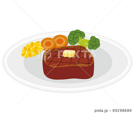 焼いたビーフステーキのベクターイラスト 69298689