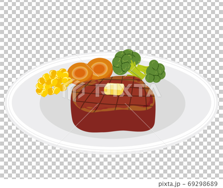 焼いたビーフステーキのベクターイラスト 69298689