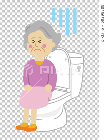便秘で辛い高齢者のイラストイメージ 69298889