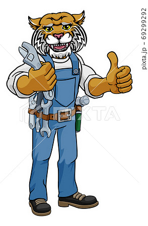 Wildcat Plumber Or Mechanic Holding Spanner Wildcat Plumber Or Mechanic Holding Spanner 69299292