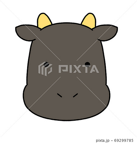 黒毛和牛の顔イラストのイラスト素材