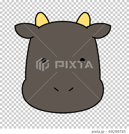 黒毛和牛の顔イラストのイラスト素材