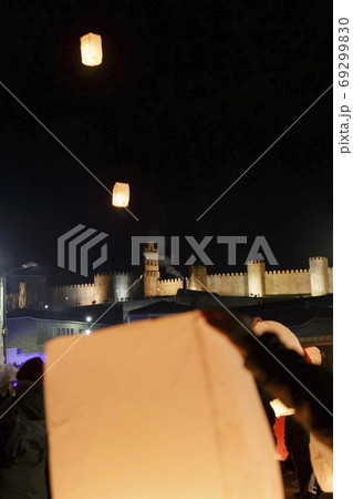 Sky lanterns flying over Avila Sky lanterns flying over Avila 69299830