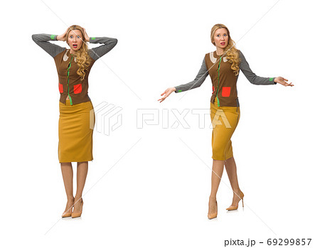 Beautiful woman isolated on white 69299857