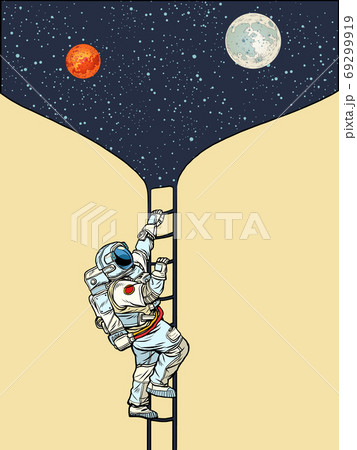 An astronaut goes into space to the moon and Mars 69299919