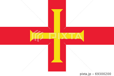 Guernsey flag vector graphic. Rectangle Guernesiais flag illustration. Guernsey country flag is a symbol of freedom, patriotism and independence. 69300200