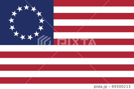 First United States flag vector graphic. Rectangle American flag illustration. United States country flag is a symbol of freedom, patriotism and independence. 69300213