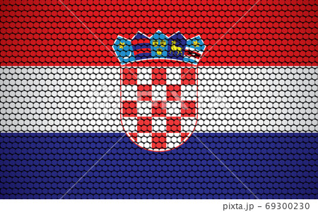Abstract flag of Croatia made of circles. Croatian flag designed with colored dots giving it a modern and futuristic abstract look. 69300230