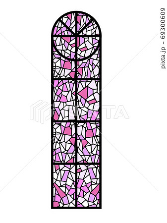 ピンクのステンドグラスのイラスト素材
