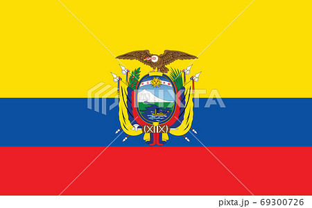 Ecuador flag vector graphic. Rectangle Ecuadorian flag illustration. Ecuador country flag is a symbol of freedom, patriotism and independence. 69300726