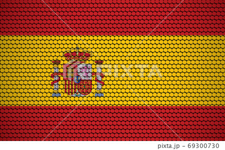 Abstract flag of Spain made of circles. Spanish flag designed with colored dots giving it a modern and futuristic abstract look. Abstract flag of Spain made of circles. Spanish flag designed with colored dots giving it a modern and futuristic abstract look. 69300730