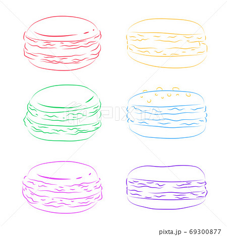 Set of contour multicolored macaroon. 69300877