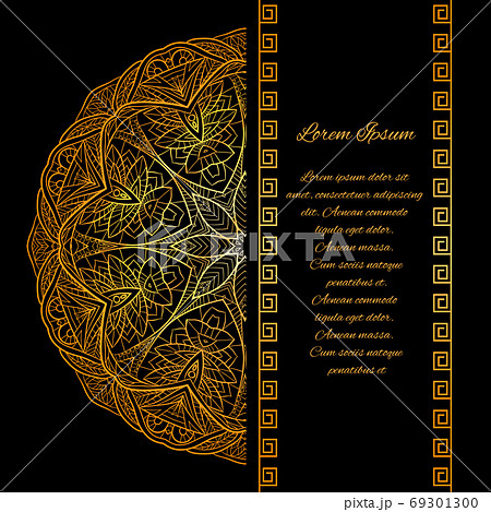 Template invitation in style Gatsby with gold mandala pattern and place for text 69301300