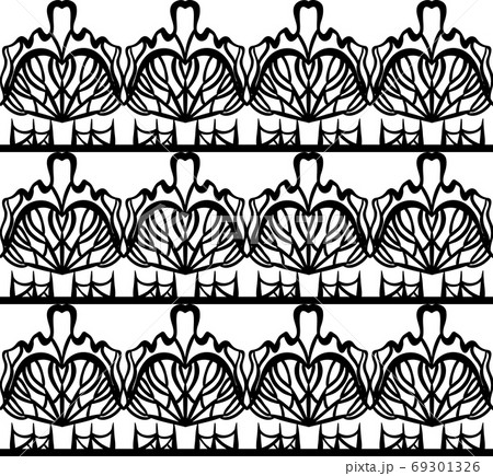 Seamless black and white texture of black lace on white background. 69301326