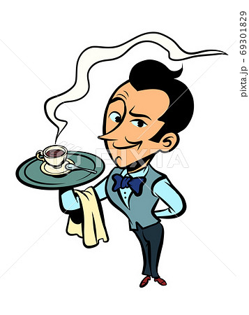 waiter with a Cup of coffee or tea 69301829