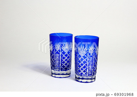 切子ガラス コップ タンブラー 青被せ 69301968