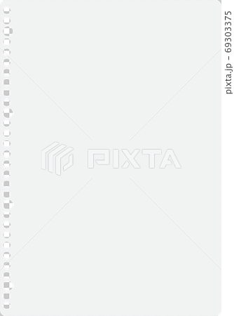 白色のルーズリーフのイラスト素材 紙 メモ 文書 書類 ワンポイント ベクターのイラスト素材