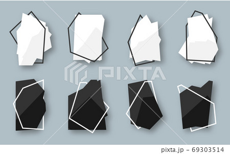 Abstract geometric black banner white frame set Abstract geometric black banner white frame set 69303514