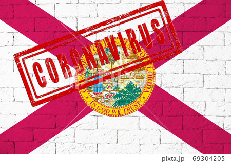 Flag of the State of Florida painted on grungy wall background 69304205