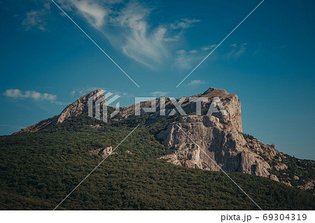 Beautiful sunset in the mountains, tranquility and tranquility in travel and hiking Beautiful sunset in the mountains, tranquility and tranquility in travel and hiking 69304319