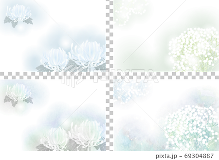 喪中はがきヨコ4点セット01ベクター配置調整可 喪中はがきヨコ4点セット01ベクター配置調整可 69304887