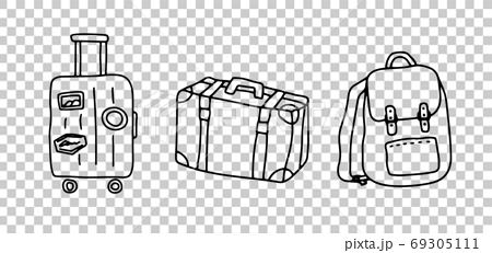 Set Of Hand Drawn Illustrations For Travel Bags Stock Illustration