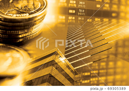 Stock market investment trading financial, coin and graph chart 69305389