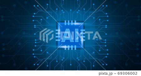 Futuristic Illustration For Artificial Intelligence Concept With Computer Chip And Circuit Lines 69306002