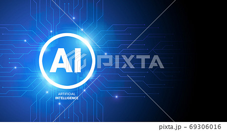Creative Illustration For Artificial Intelligence Concept With AI Logo And Neural Connections 69306016