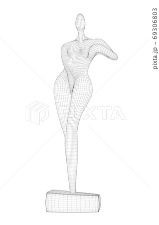 Wireframe of abstract female statue from black...のイラスト素材 [69306803] - PIXTA