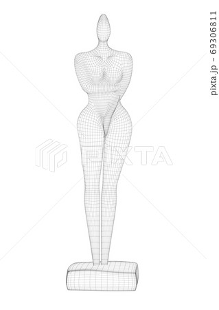 Wireframe of abstract female statue from black lines isolated on white background. 3D. Vector illustration Wireframe of abstract female statue from black lines isolated on white background. 3D. Vector illustration 69306811