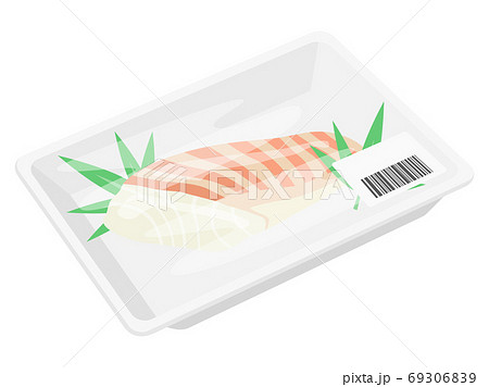 パックに入った鯛の切り身のイラストのイラスト素材