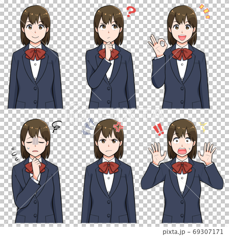 女子学生ポーズセット 69307171