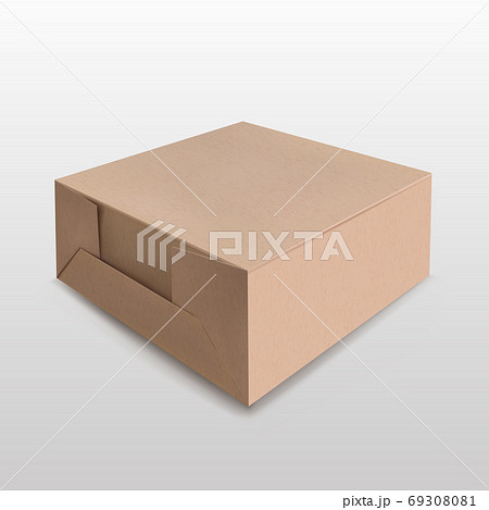 Brown recyclable paper box for Mockup on white Suitable for various products Gift boxes, premium boxes, green boxes. Vector realistic file. 69308081