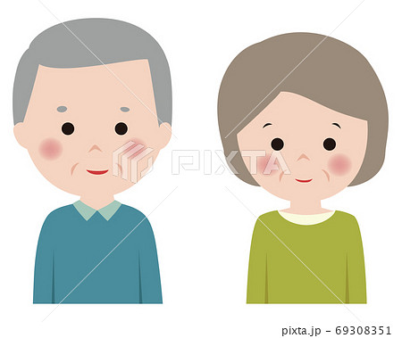 男性 女性 夫婦 挨拶 かわいい シニア キャラクターのイラスト素材
