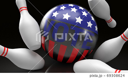 Bowling Ball Vote Logo Strike Pin Hit Strike のイラスト素材