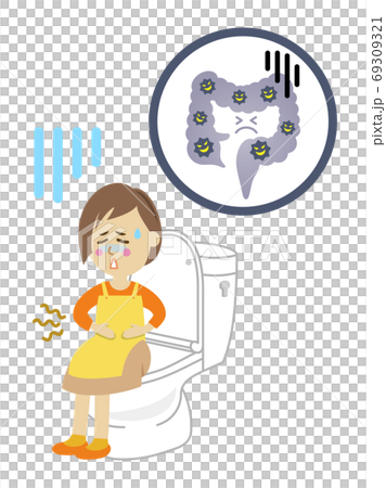 便秘で辛い主婦のイラストイメージ 69309321