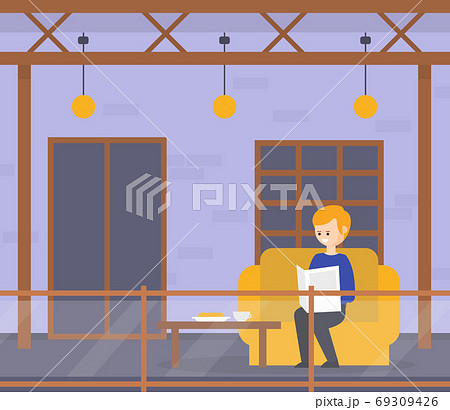 Man Holding Menu Ready to Order Dishes, Hotel Restaurant Interior Cartoon Vector Illustration Man Holding Menu Ready to Order Dishes, Hotel Restaurant Interior Cartoon Vector Illustration 69309426