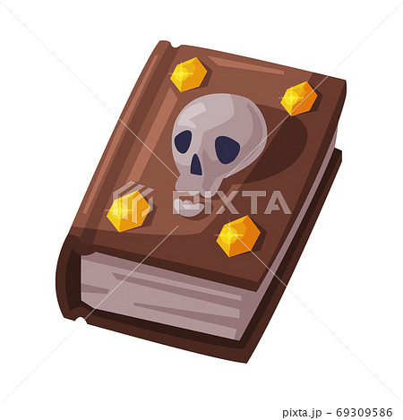 Witch Spell Book with Skull Bone, Witchcraft Attribute, Happy Halloween Object Cartoon Style Vector Illustration on White Background Witch Spell Book with Skull Bone, Witchcraft Attribute, Happy Halloween Object Cartoon Style Vector Illustration on White Background 69309586