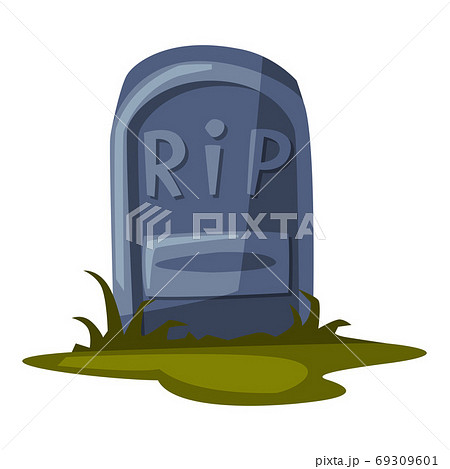 Old Gravestone, Happy Halloween Object Cartoon Style Vector Illustration on White Background 69309601