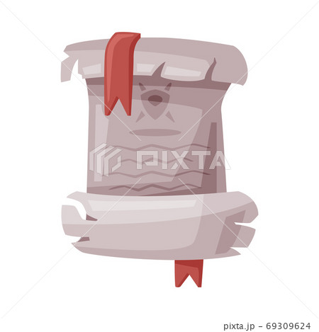 Ancient Paper Scroll, Witchcraft Attribute, Happy Halloween Object Cartoon Style Vector Illustration on White Background 69309624